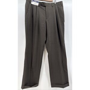 Ralph Lauren Men Pleated Front‎ Straight Leg Folded Cuff Dress Pants 36x30 Olive